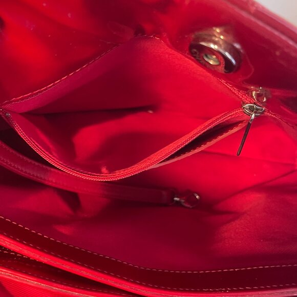 Chanel Large Just Mademoiselle Bowling Bag Red Patent Calfskin Leather, Preowned - Picture 14 of 16